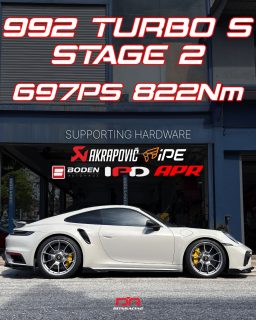 697PS / 892Nm Porsche 992 Turbo S Stage 2 build for @kennyyapster completed 🤝🏻

Thank you for choosing us to be part of this build! Only the best for the best 💪🏻 Video coming soon!

Mod list 
🔧 Akrapovic Titanium Slip On Race Line @akra.malaysia @akrapovic 
🔧 IPE Catless Downpipes @ipemalaysia @ipeofficial_ 
🔧 EVERCO Stage 2 Custom Tune @everco_malaysia @vtetuning 
🔧 APR carbon intake system @aprllc 
🔧 Boden Autohaus BOV adapters @boden_autohaus 
🔧 IPD Plenum @ipdplenums 

#porsche #porsche911 #911turbo #911 #992 #992turbos #akrapovic #ipeexhaust #bodenautohaus #ipd #apr #GoApr #everco